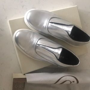 Silver slip on sneakers